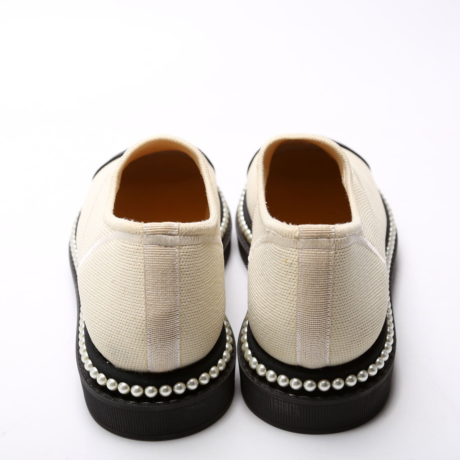 CC Cap Toe Pearl Slip-On Loafers Size 35.5 Beige/Black