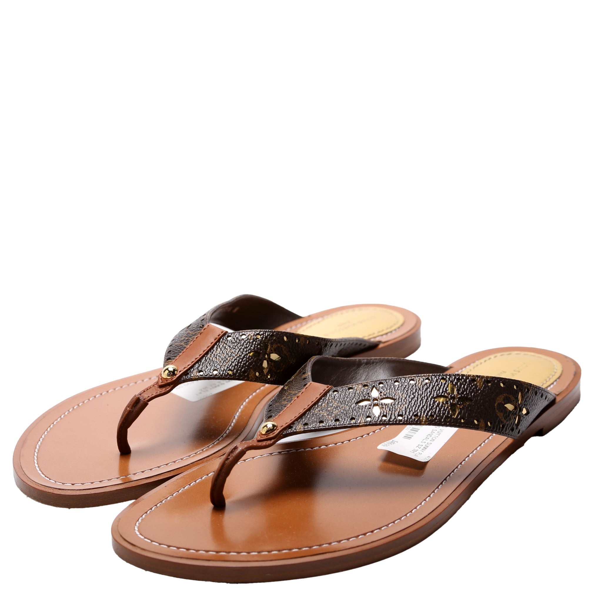 Sunny Flat Thong Sandals Size 39.5 Brown