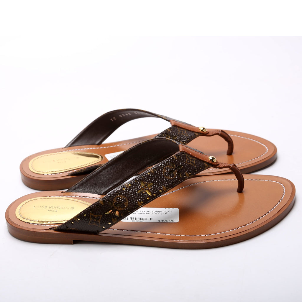 Sunny Flat Thong Sandals Size 39.5 Brown