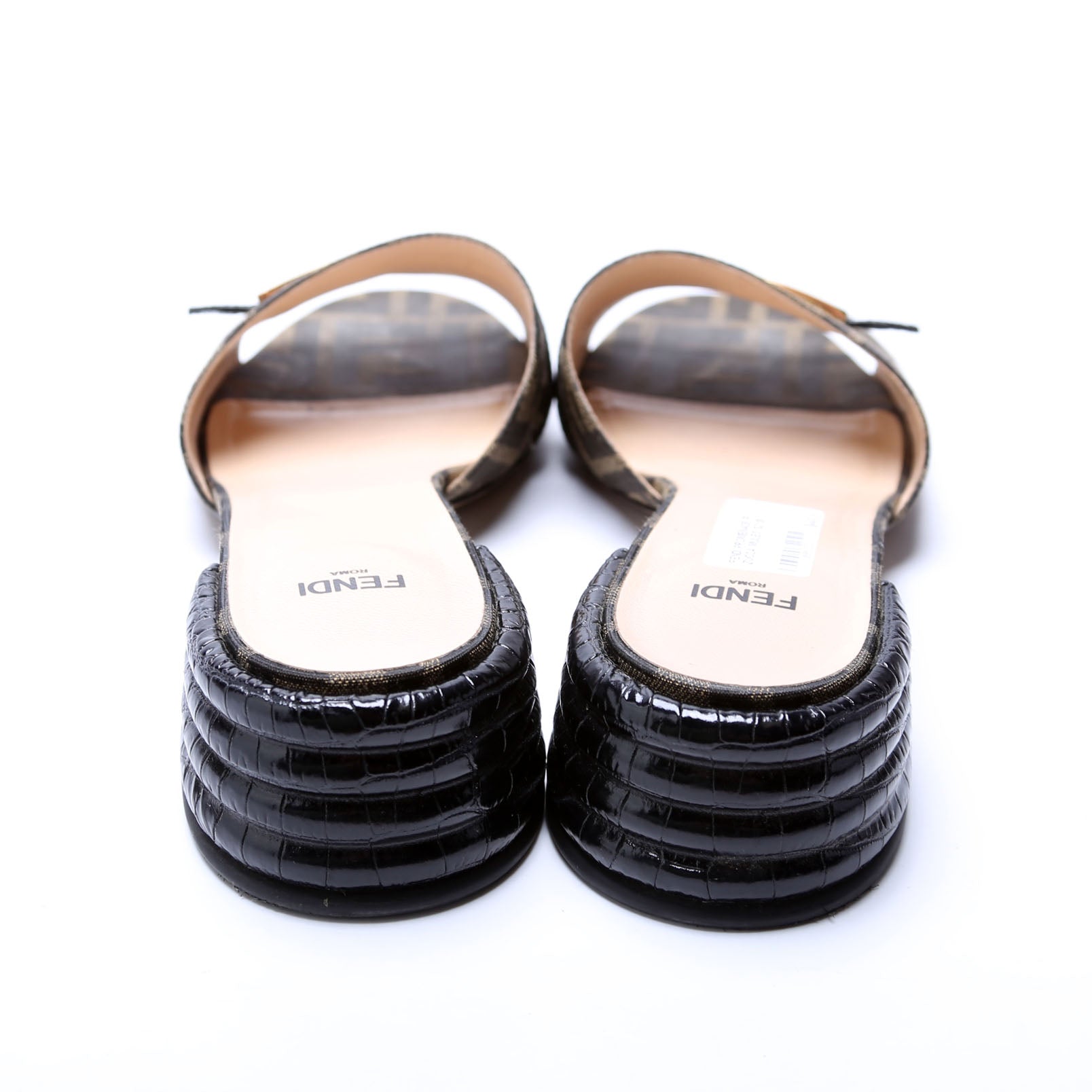 Fendi Promenade FF Zucca Mules Size 39 Brown