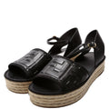 FF Embossed Nappa Platform Espadrilles Size 39 Black