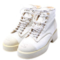 Pony Hair Lace Up Combat Boots Size 37.5 White