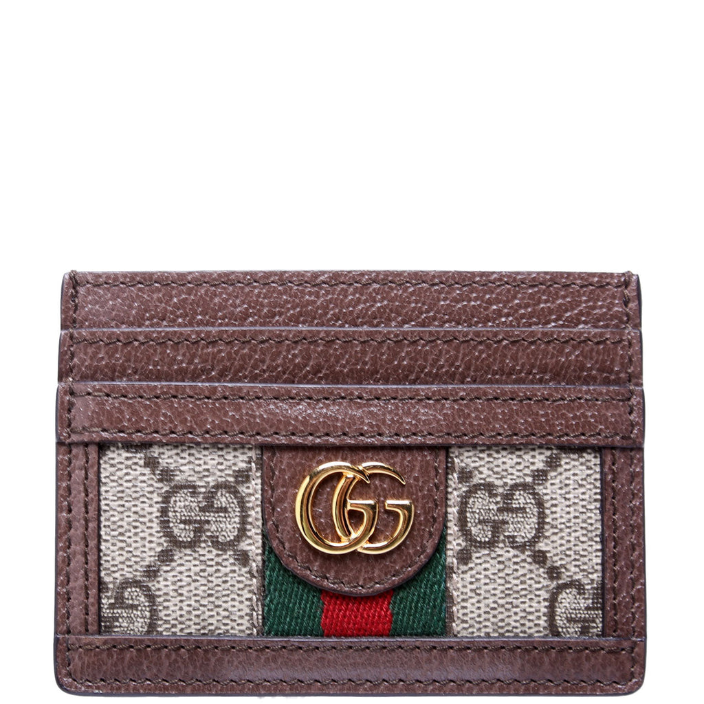 523159 Ophidia GG Card Case Brown