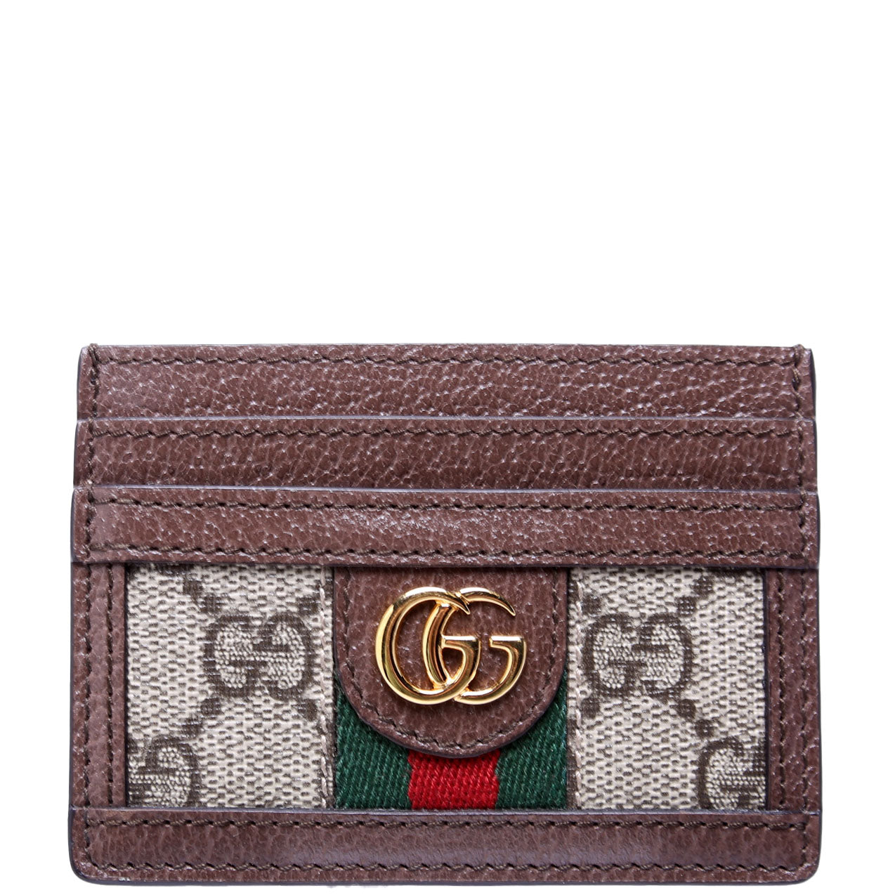 523159 Ophidia GG Card Case Brown