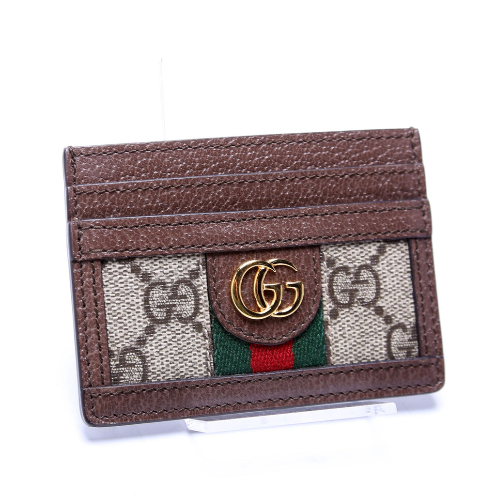 523159 Ophidia GG Card Case Brown