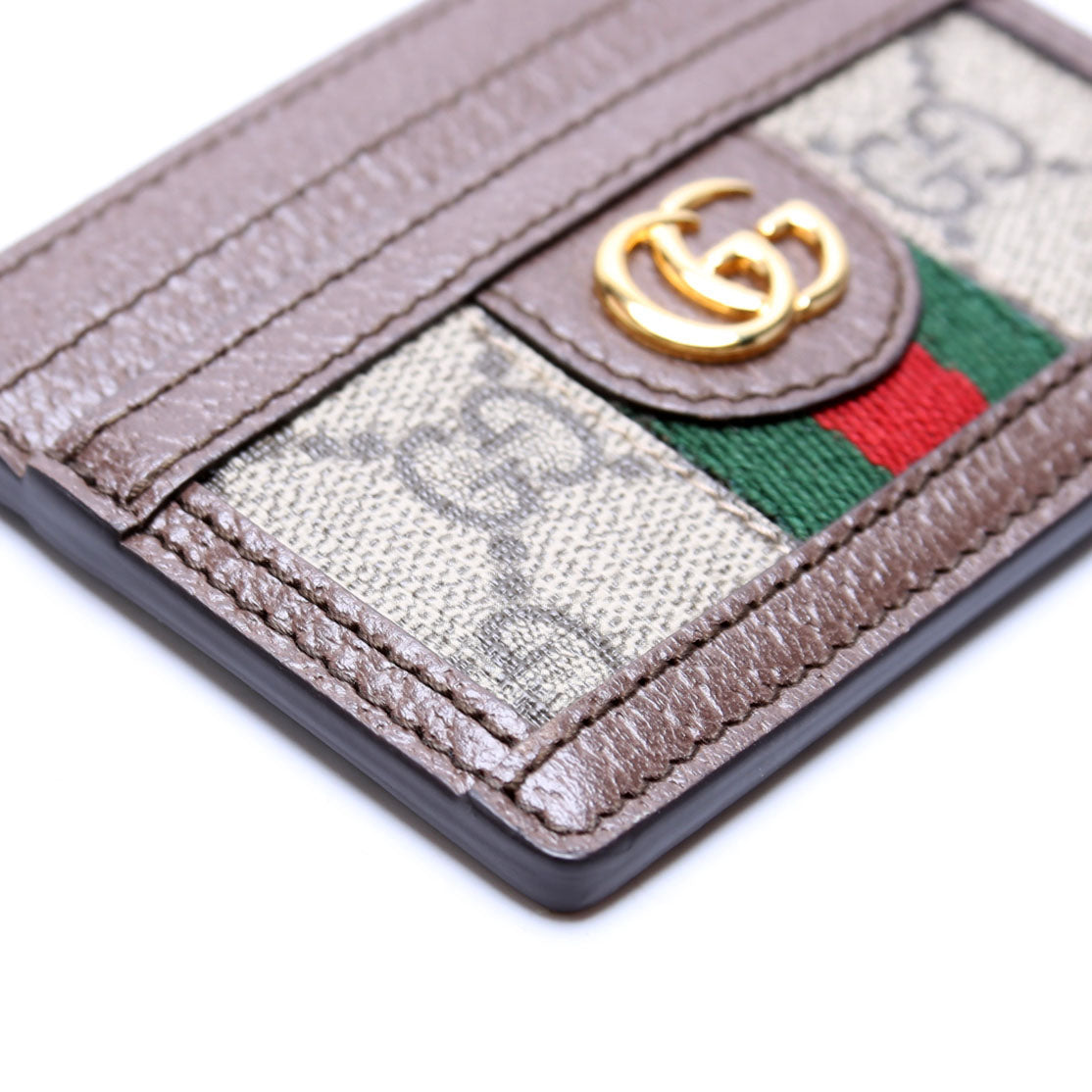 523159 Ophidia GG Card Case Brown