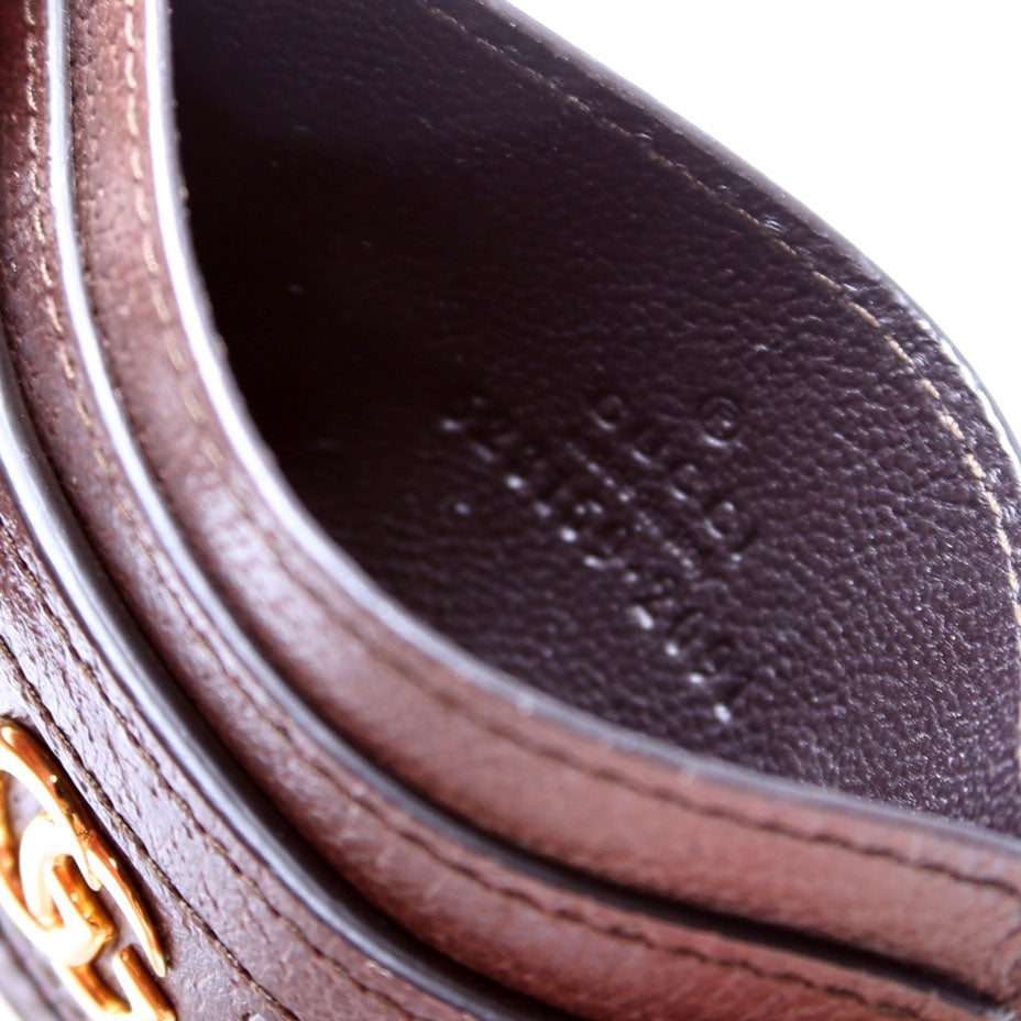 523159 Ophidia GG Card Case Brown