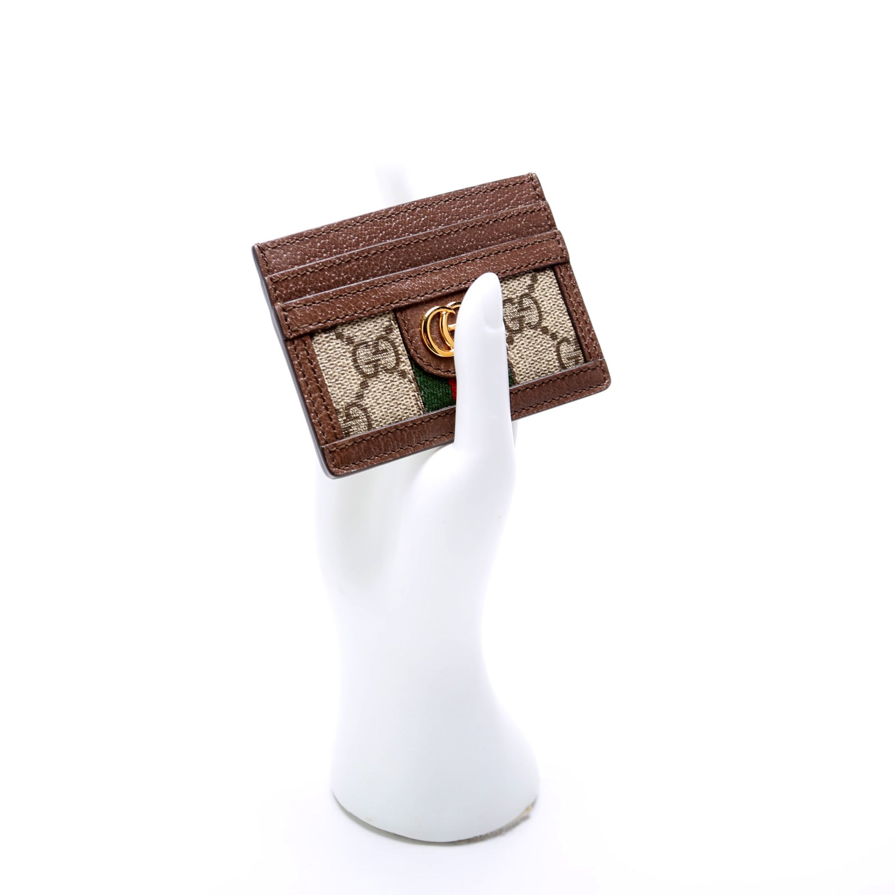 523159 Ophidia GG Card Case Brown