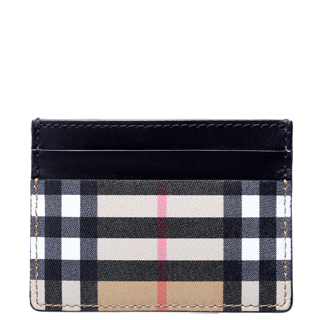 Vintage Check Card Holder Black