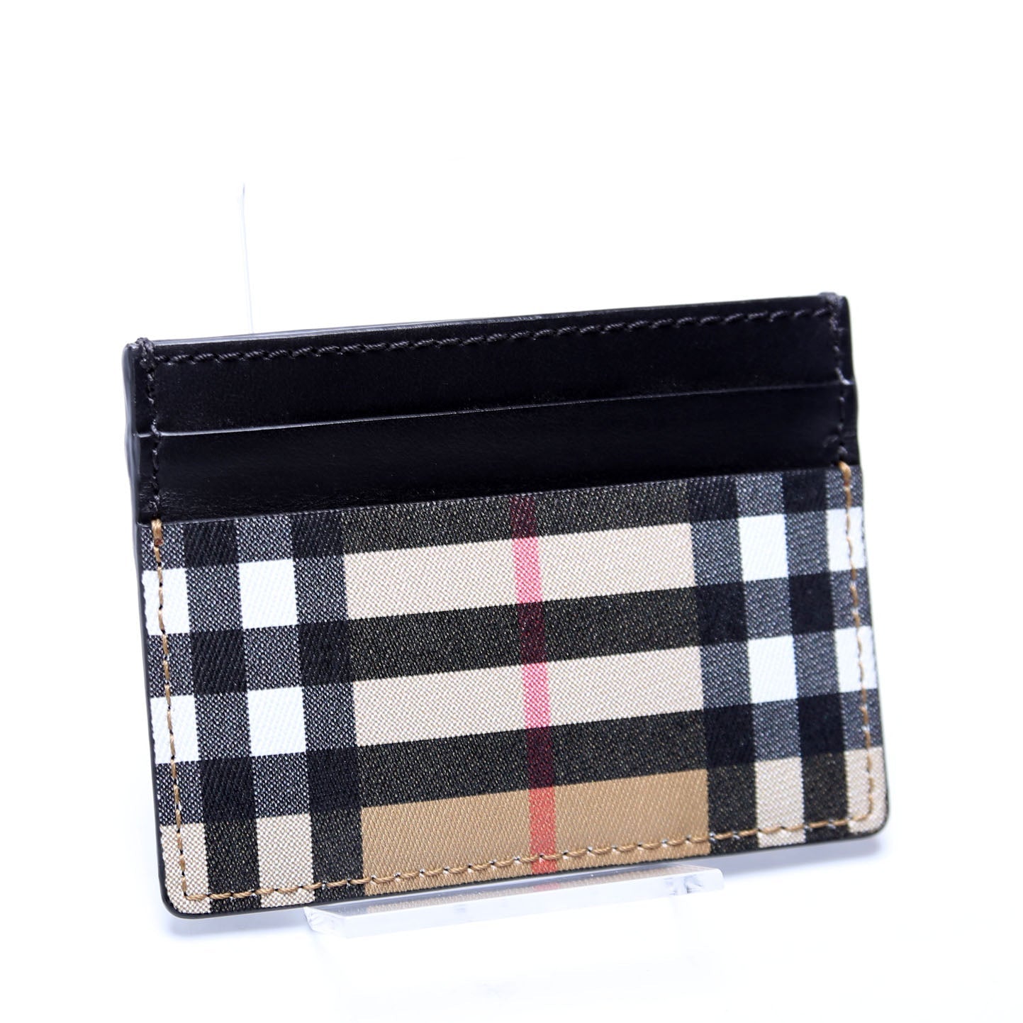 Vintage Check Card Holder Black