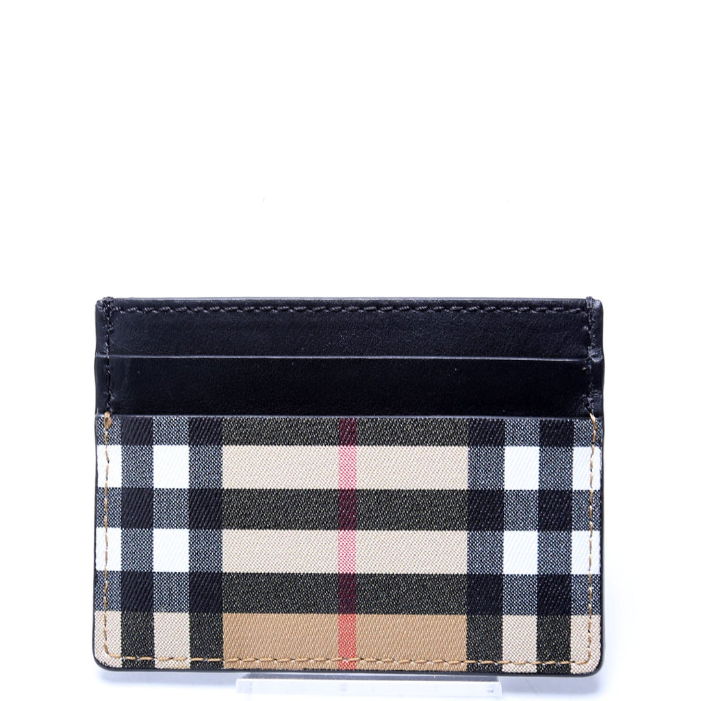 Vintage Check Card Holder Black