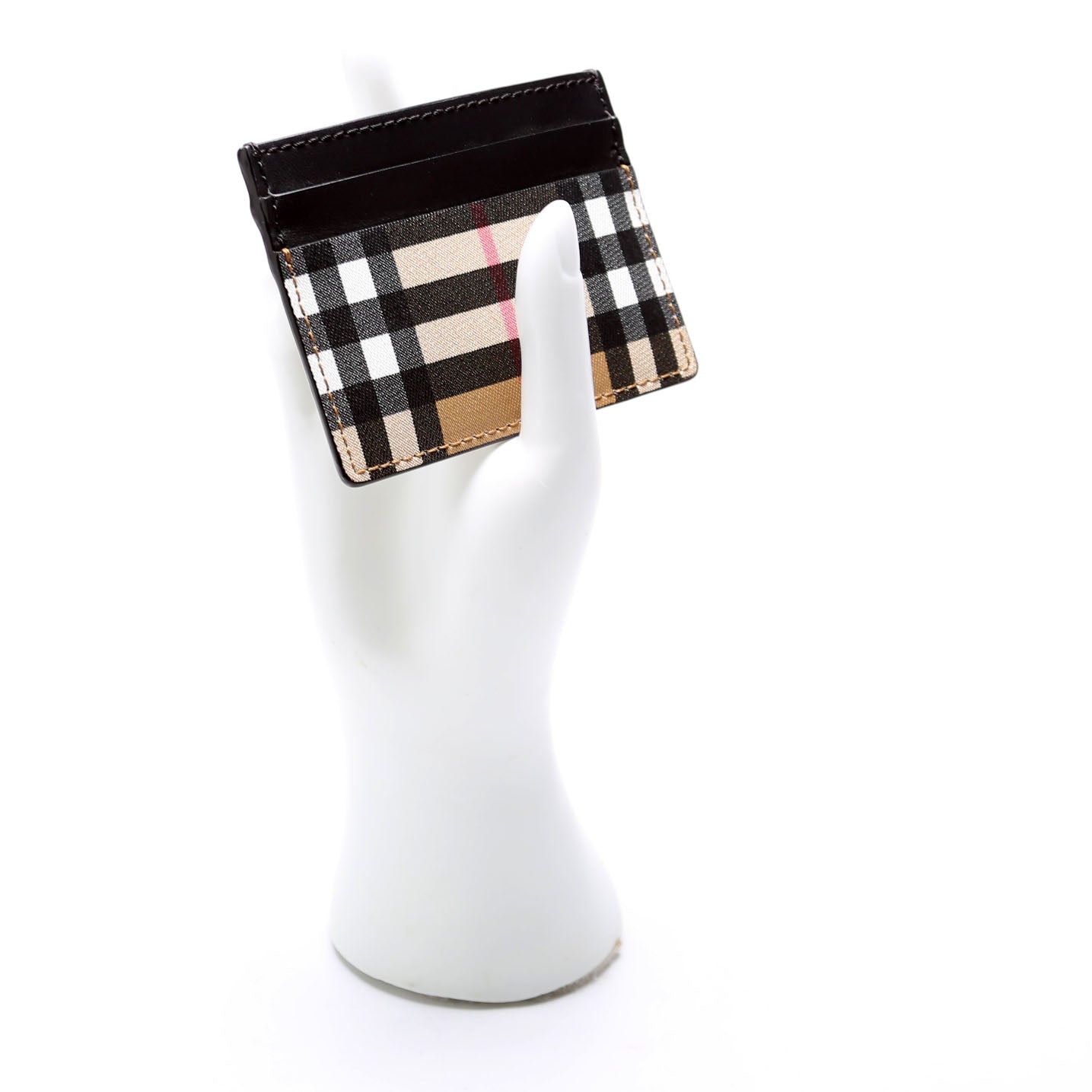 Vintage Check Card Holder Black