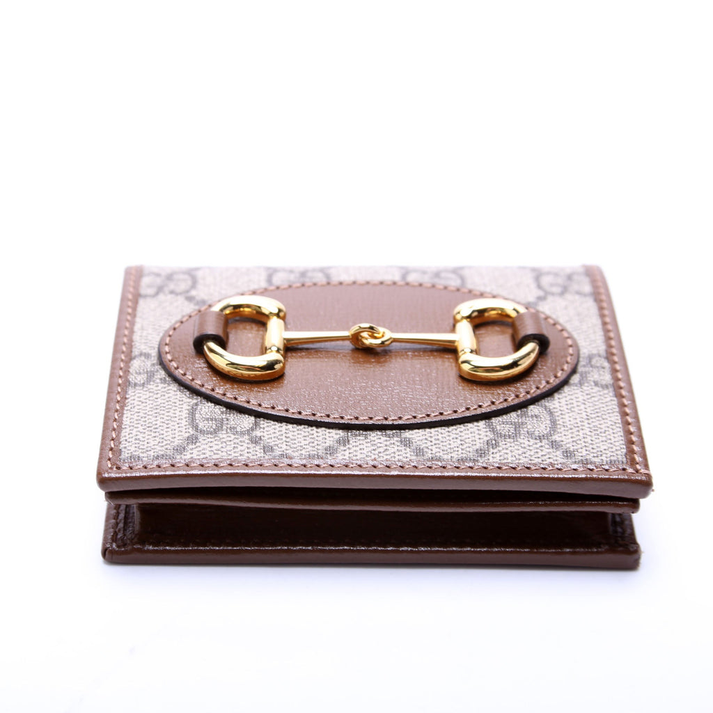 621887 Horsebit 1955 GG Supreme Card Case Brown