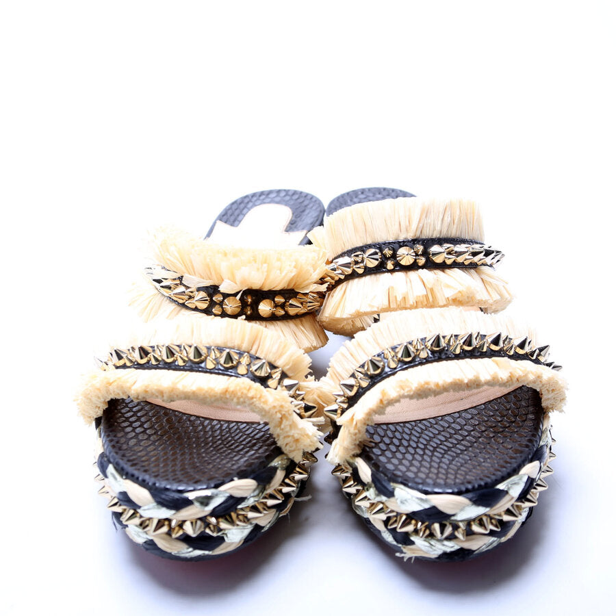 Voltinoudou Raffia Studded Spike Sandals Size 38