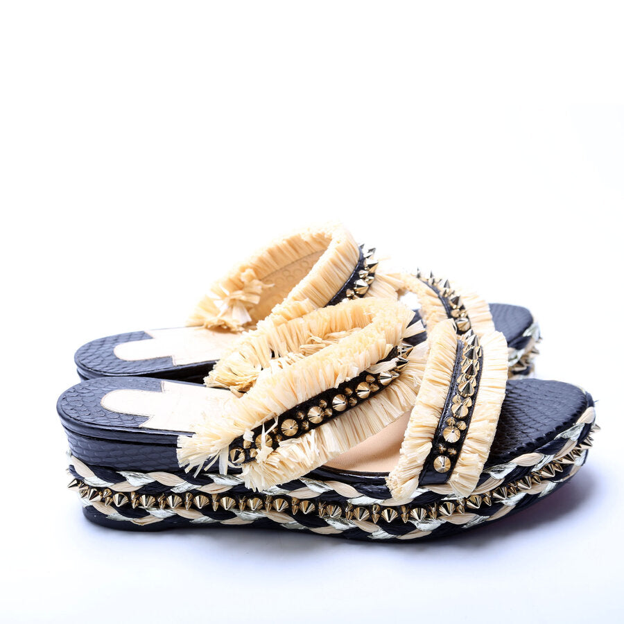 Voltinoudou Raffia Studded Spike Sandals Size 38