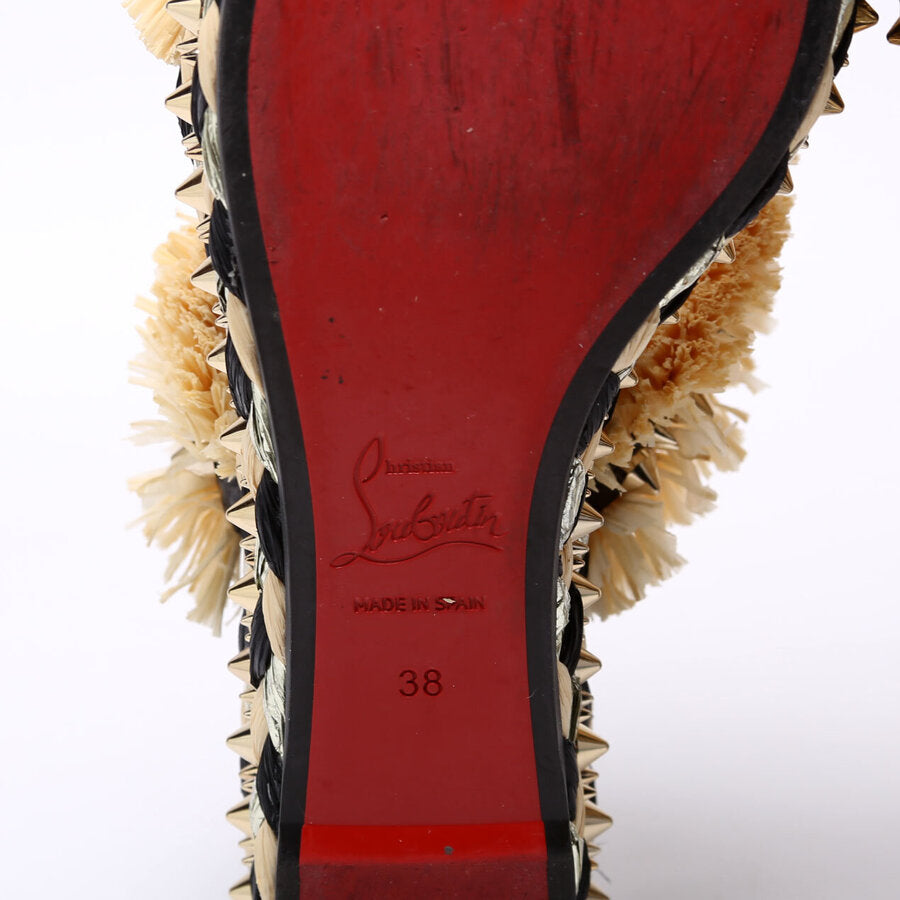 Voltinoudou Raffia Studded Spike Sandals Size 38
