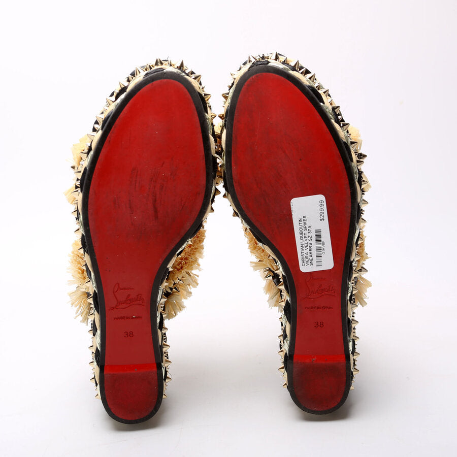 Voltinoudou Raffia Studded Spike Sandals Size 38