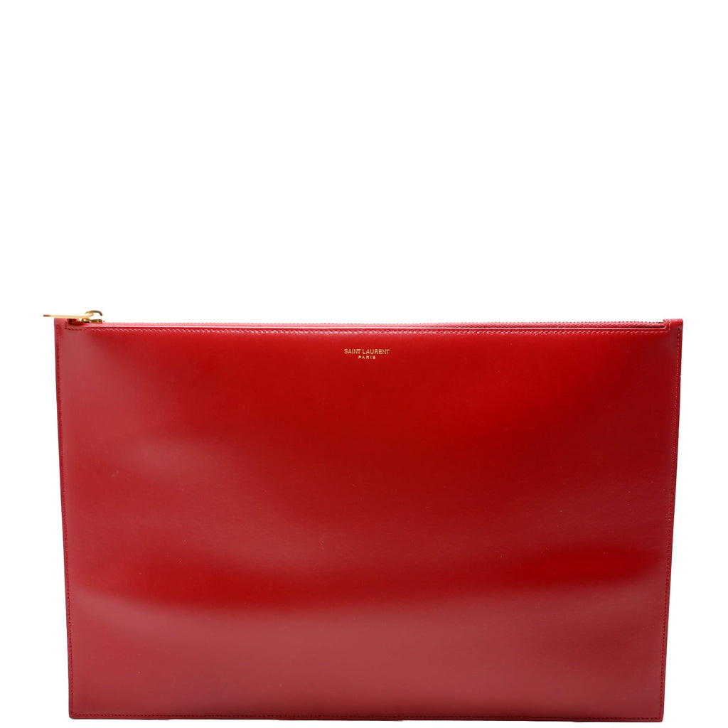 635100 Zip Clutch Large Smooth Leather