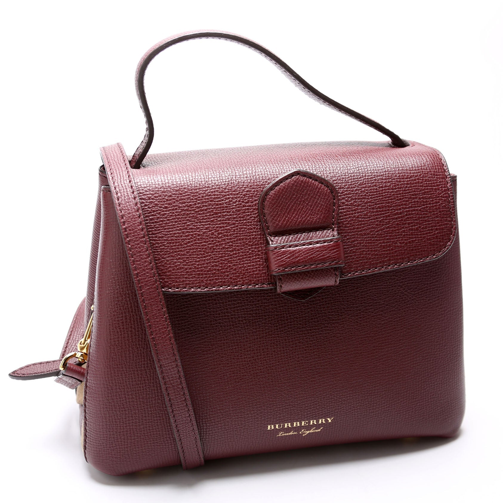 4061171 Camberley House Check/Leather Top Handle Burgundy