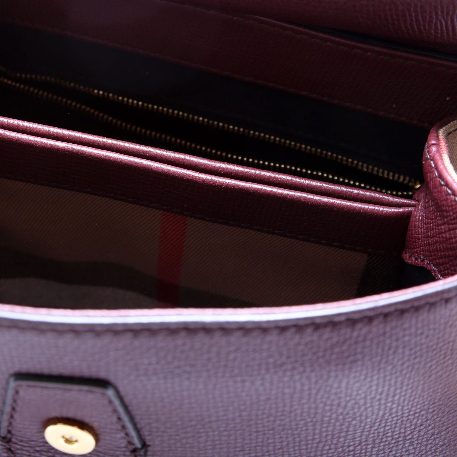 4061171 Camberley House Check/Leather Top Handle Burgundy