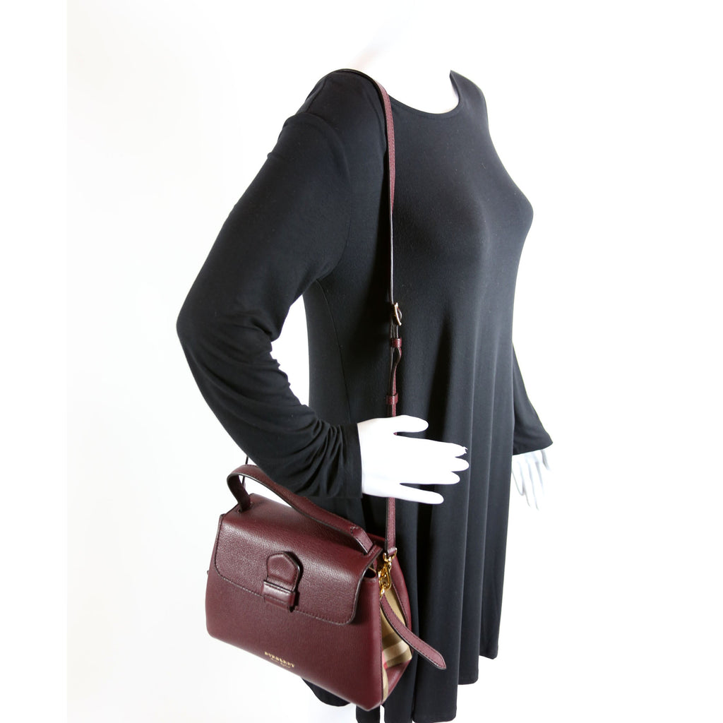 4061171 Camberley House Check/Leather Top Handle Burgundy