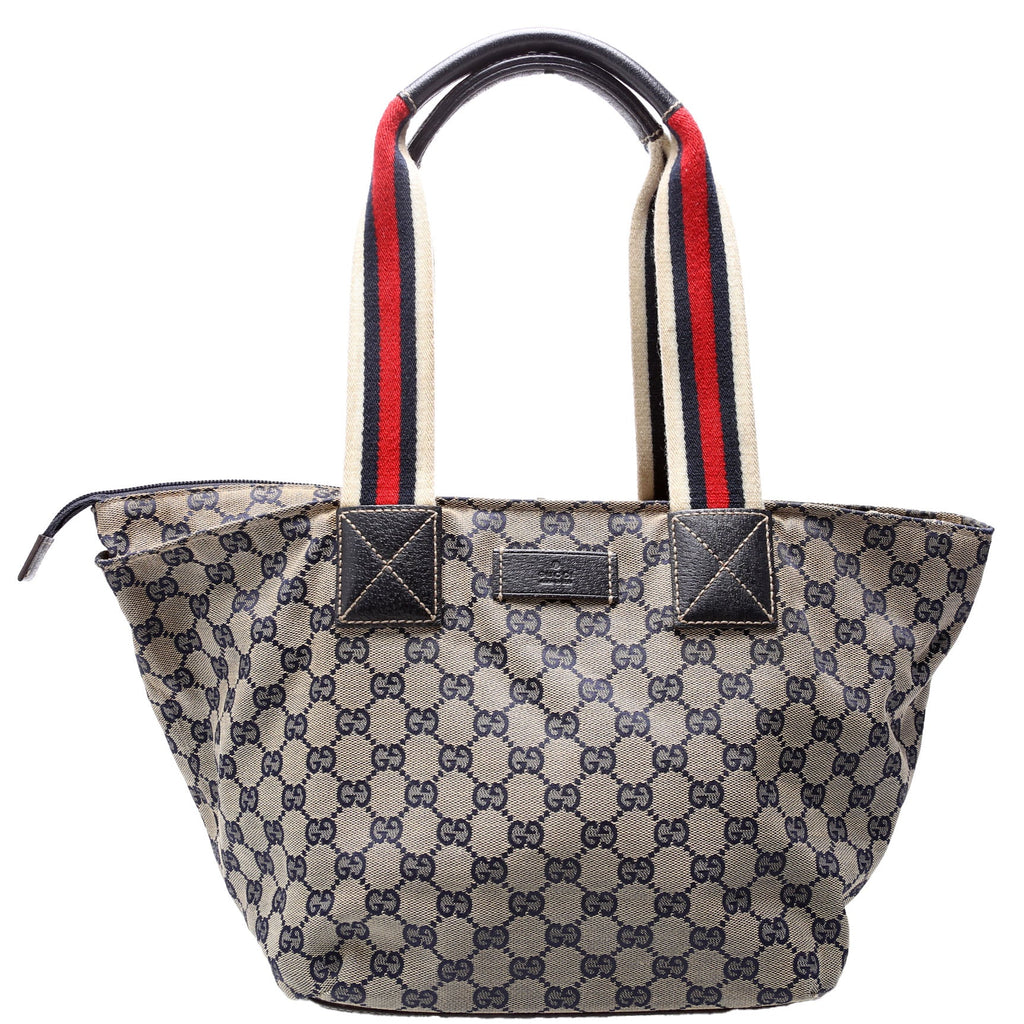 131230 GG Canvas Web Bucket Tote