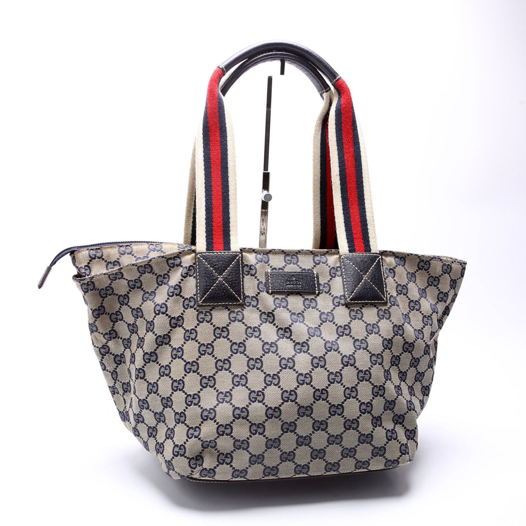 131230 GG Canvas Web Bucket Tote