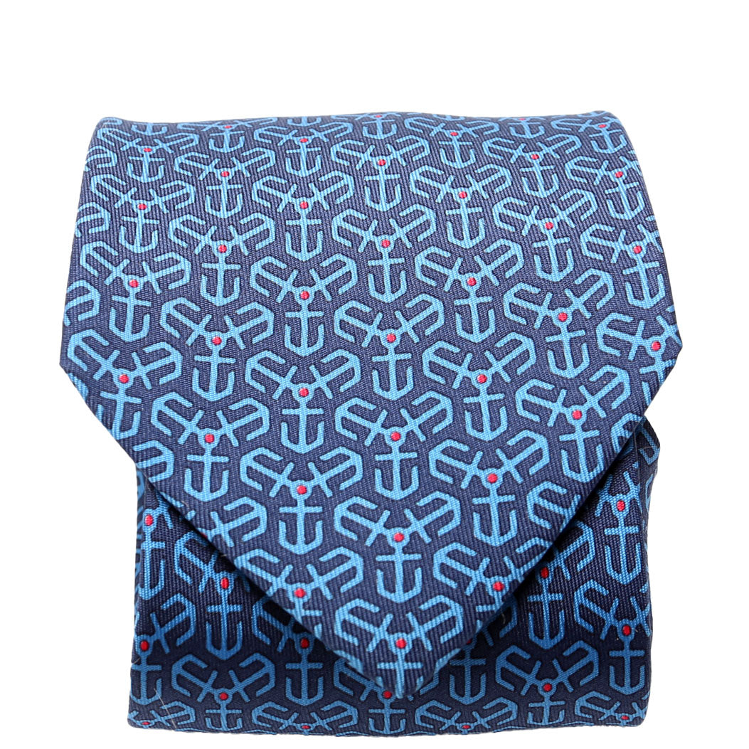 Printed Silk Tie Blue
