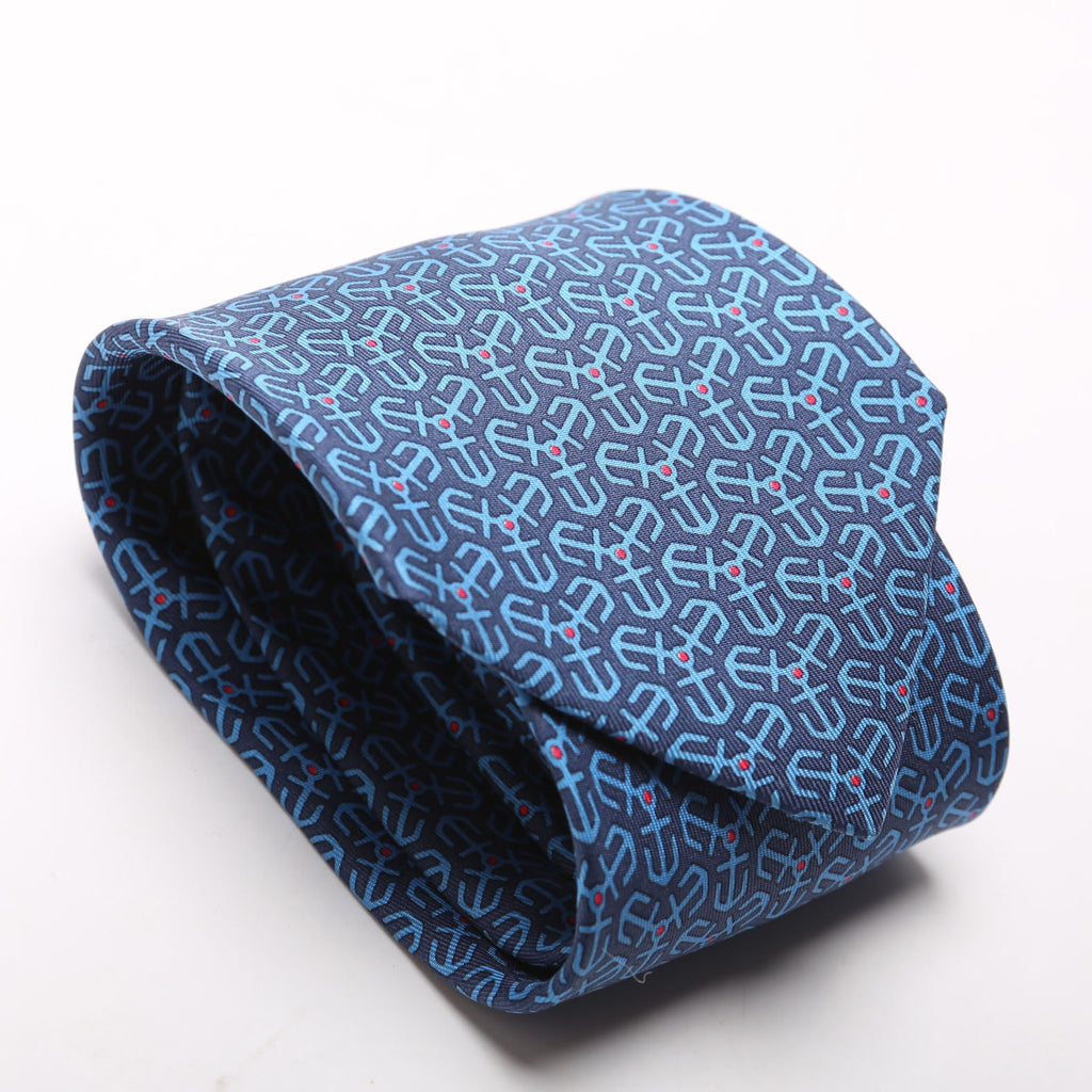 Printed Silk Tie Blue