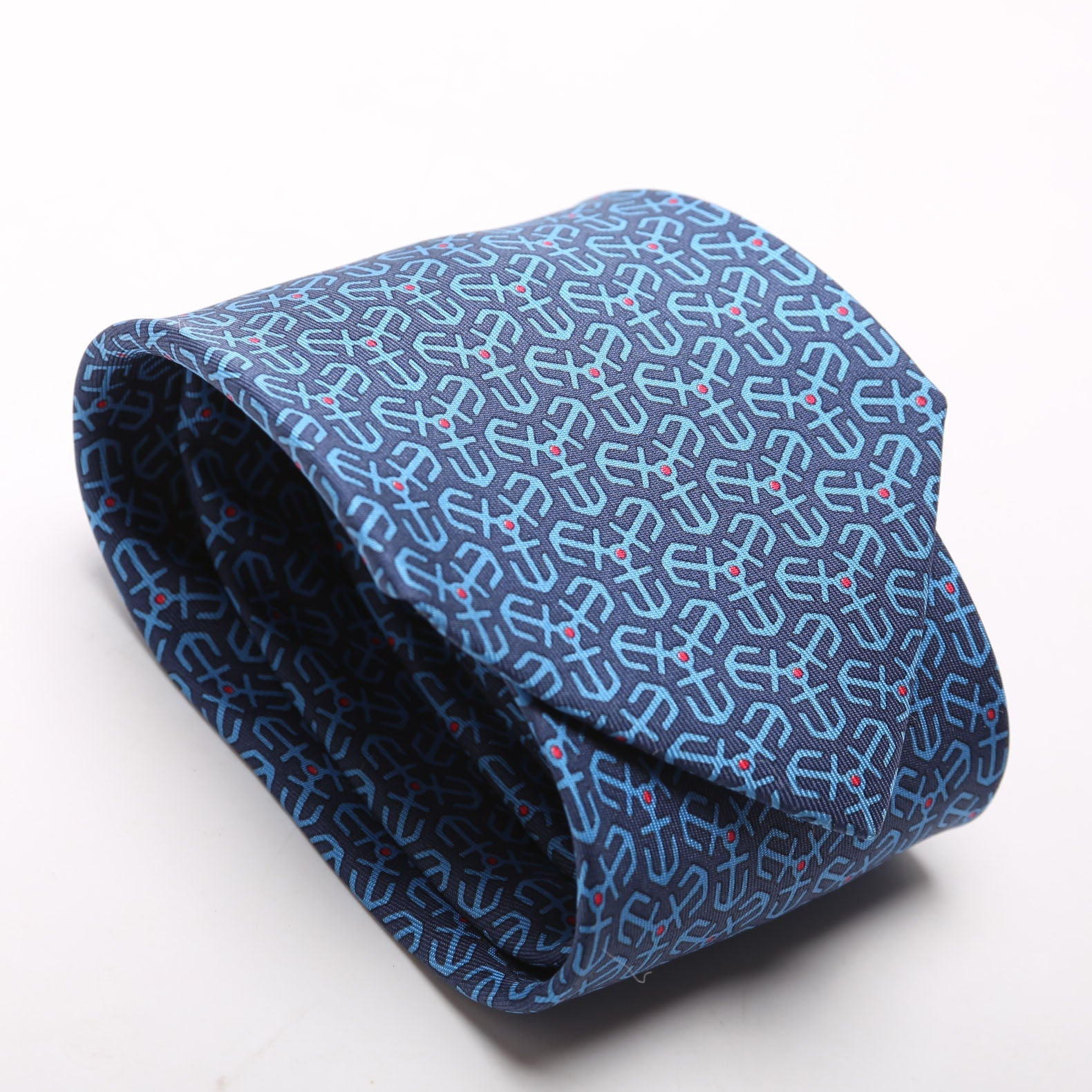Printed Silk Tie Blue