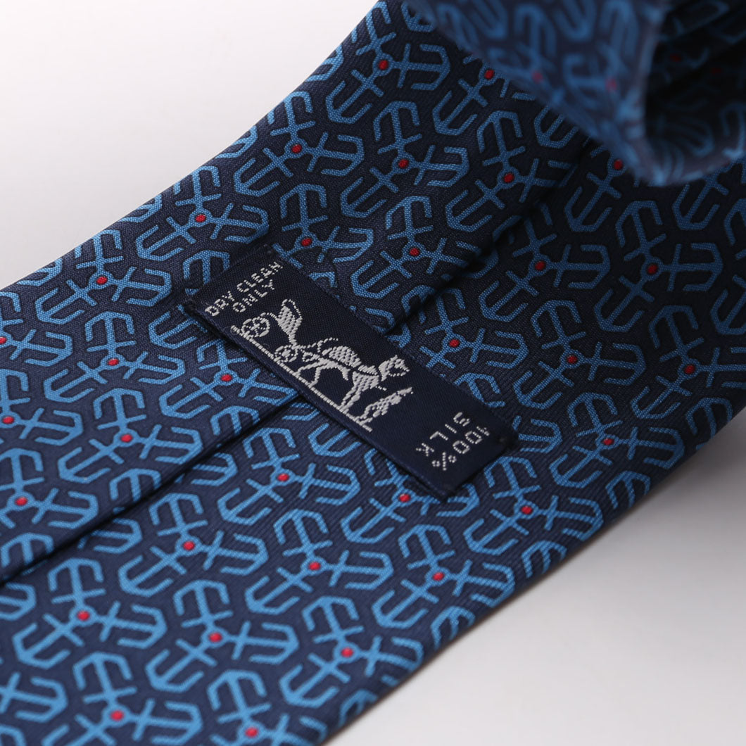 Printed Silk Tie Blue