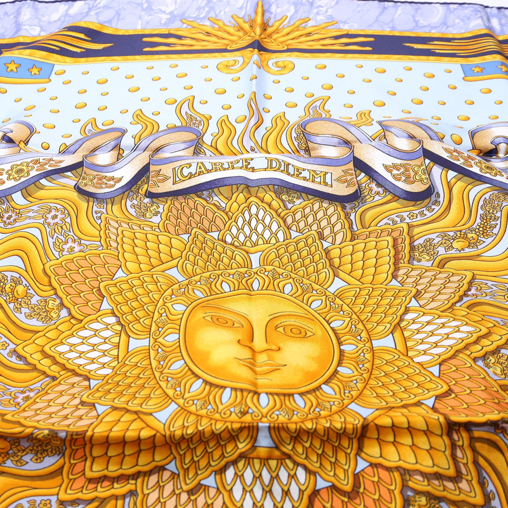 Carpe Diem Silk Scarf Blue/Multicolor