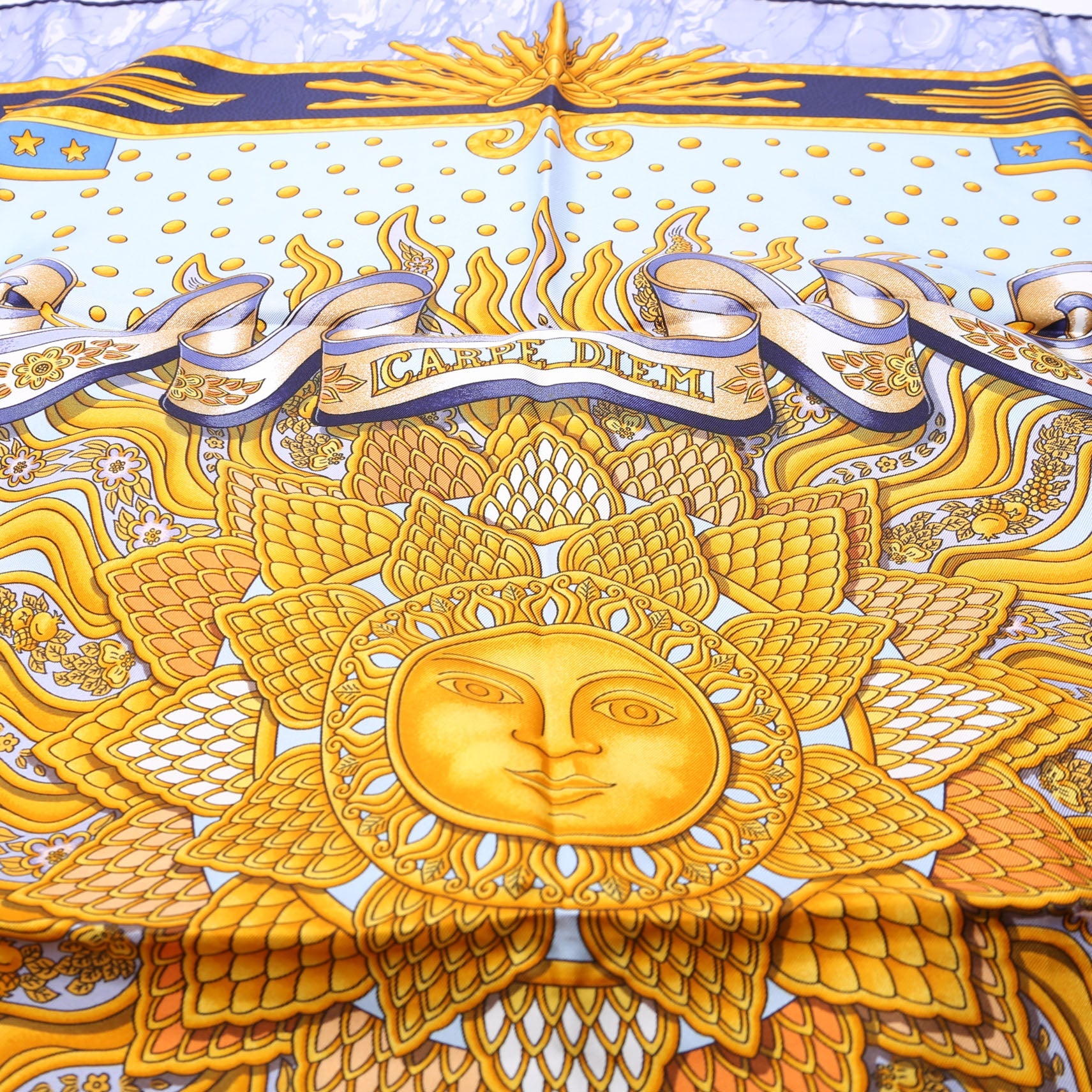 Carpe Diem Silk Scarf Blue/Multicolor