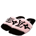 Fay Flat Mules Mink Fur Size 39 Black/Pink