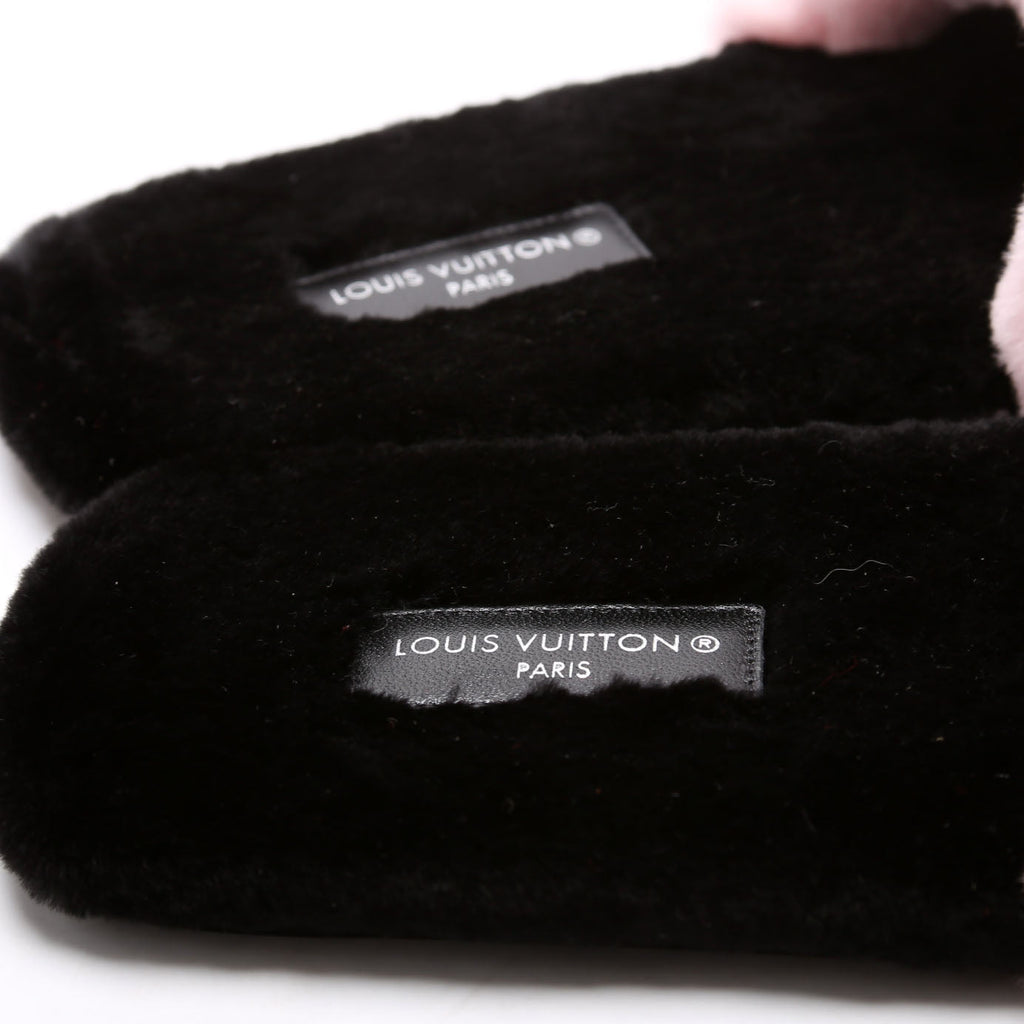 Fay Flat Mules Mink Fur Size 39 Black/Pink
