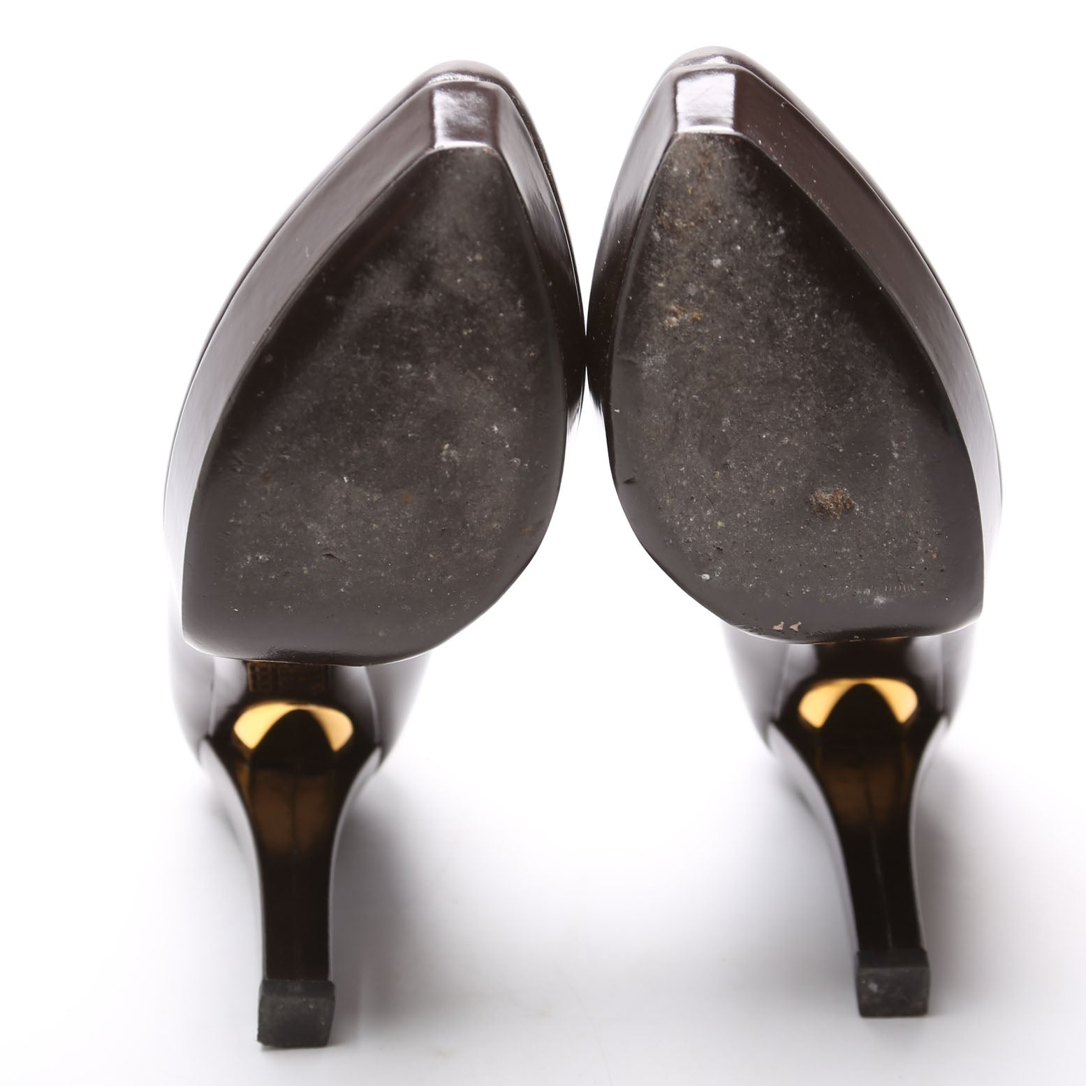Brushed Leather Platform Pumps Size 36 Brown