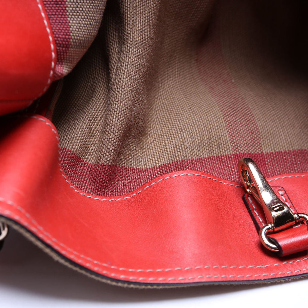 Canvas Mega Check Maidstone Medium Hobo Red