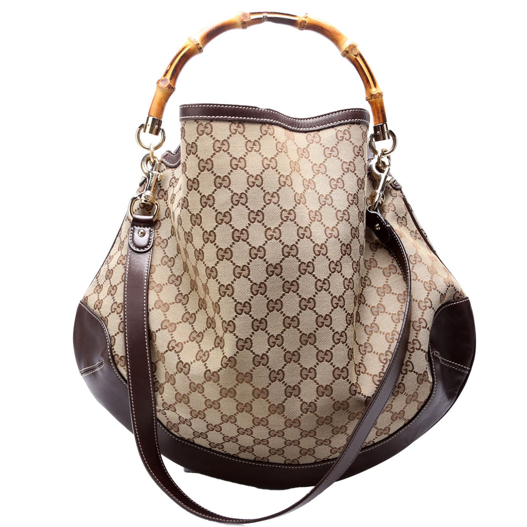 169976 GG Canvas Peggy Bamboo Hobo Brown