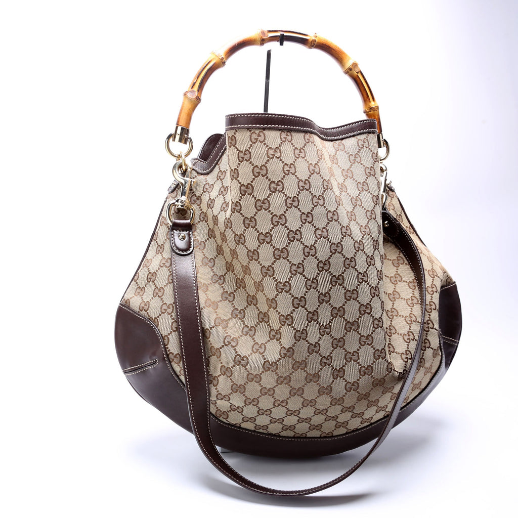 169976 GG Canvas Peggy Bamboo Hobo Brown