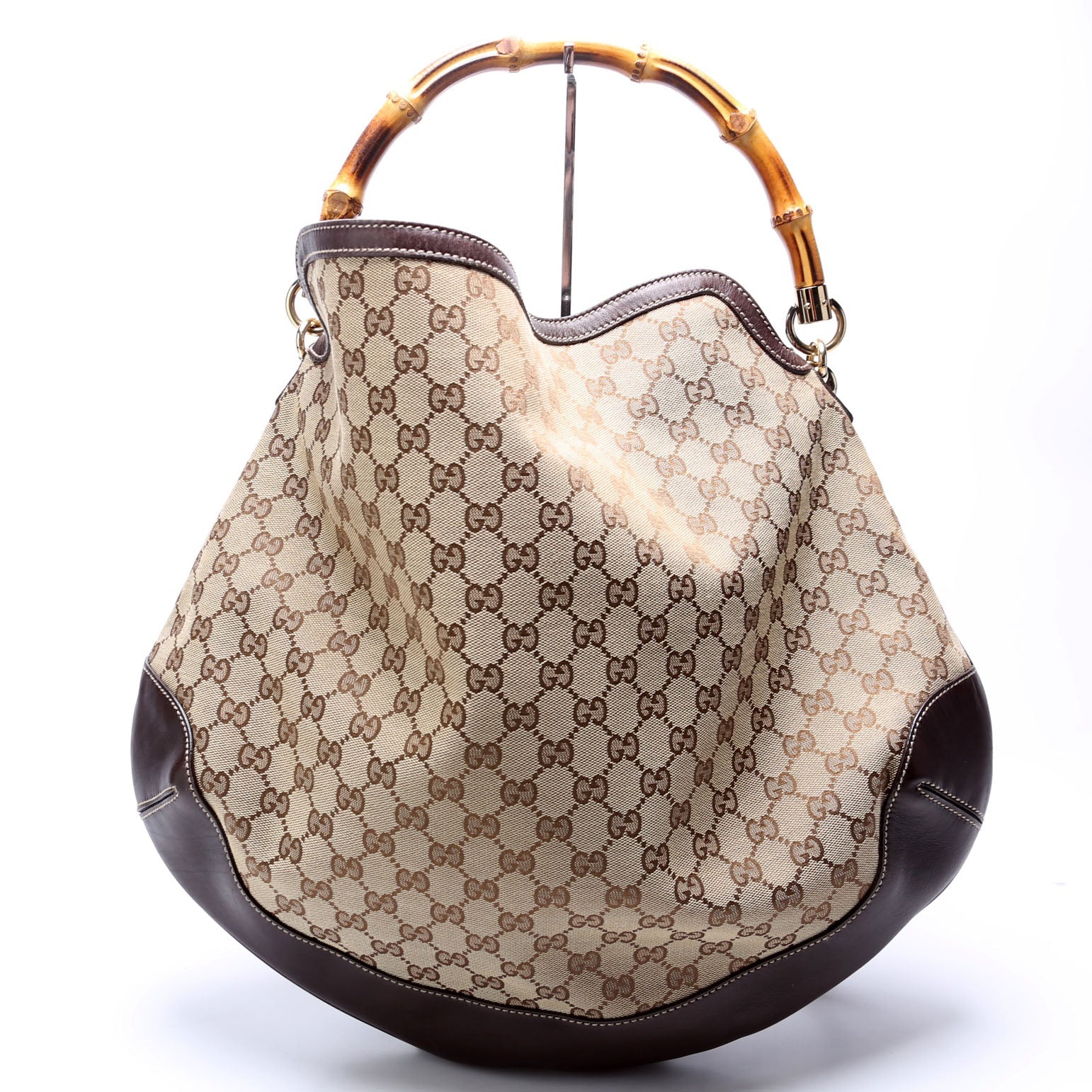 169976 GG Canvas Peggy Bamboo Hobo Brown