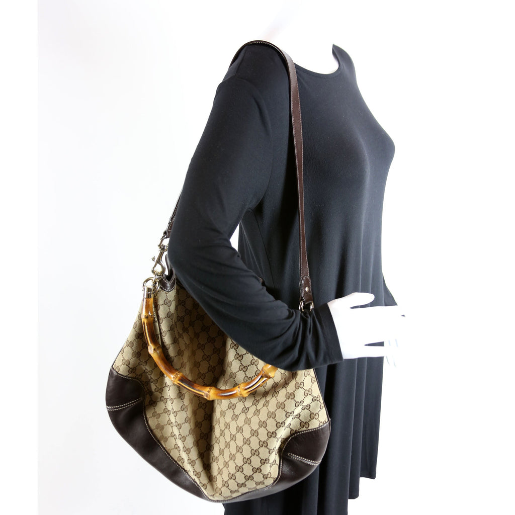 169976 GG Canvas Peggy Bamboo Hobo Brown
