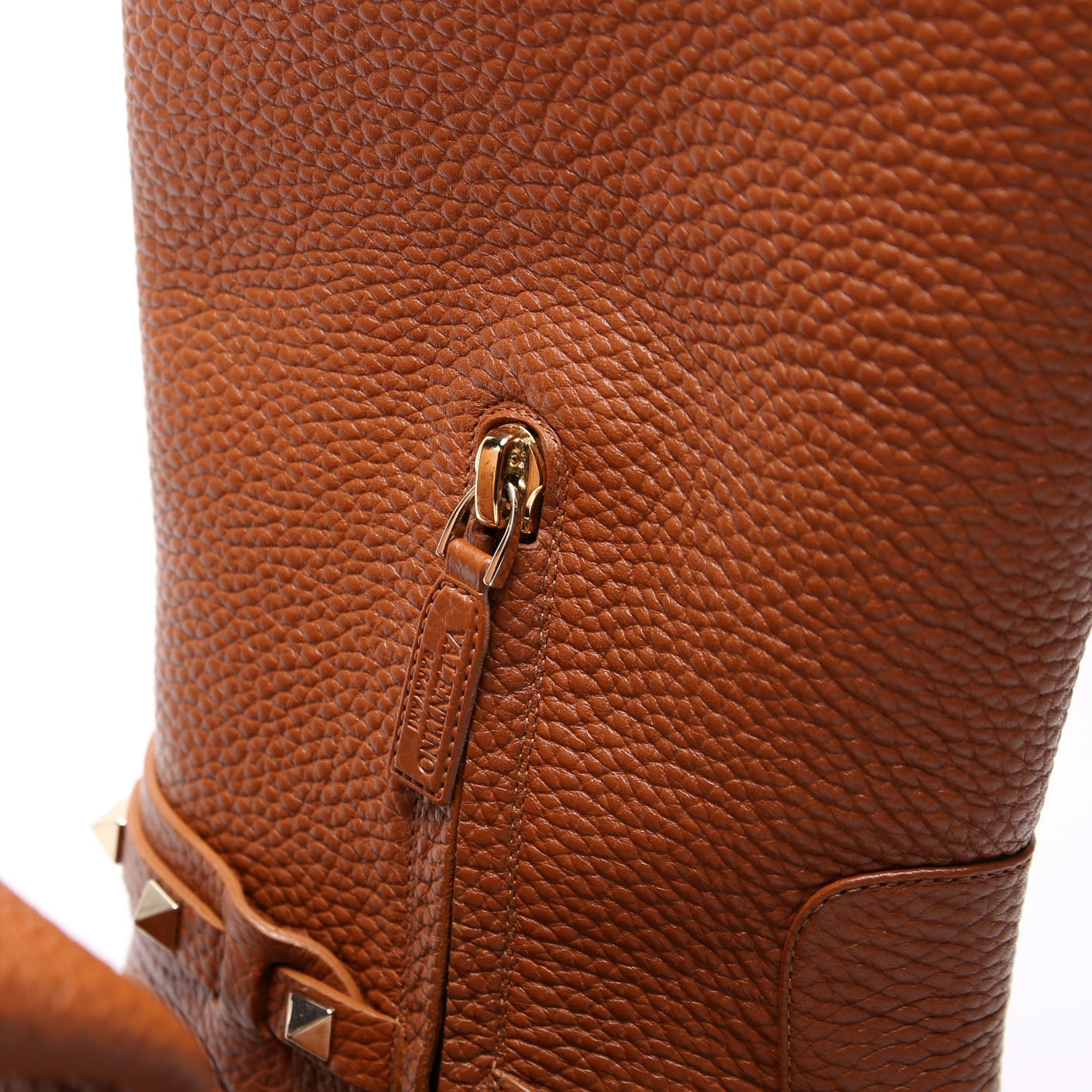 Rockstud Knee High Flat Boots Size 39.5 Brown