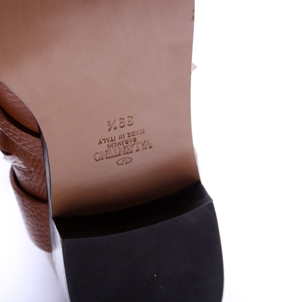 Rockstud Knee High Flat Boots Size 39.5 Brown