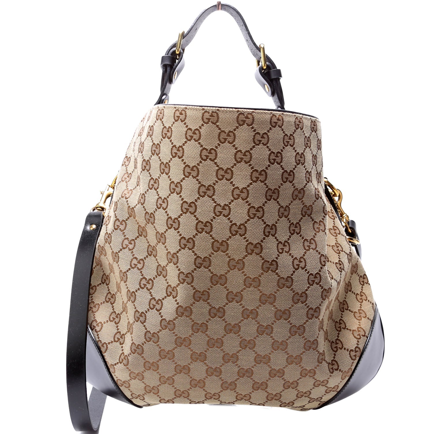 296870 GG Canvas Studded Patti Hobo Brown