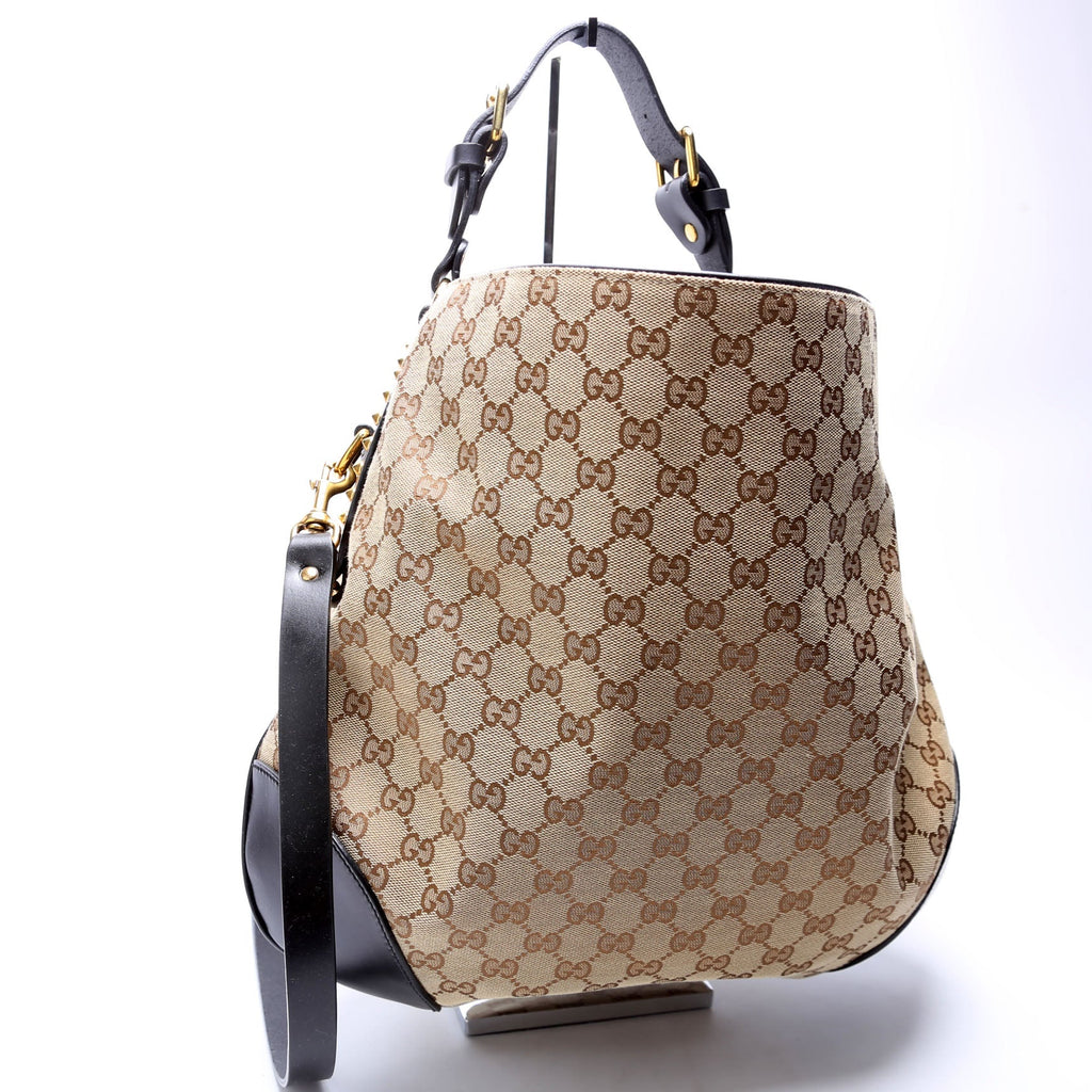 296870 GG Canvas Studded Patti Hobo Brown