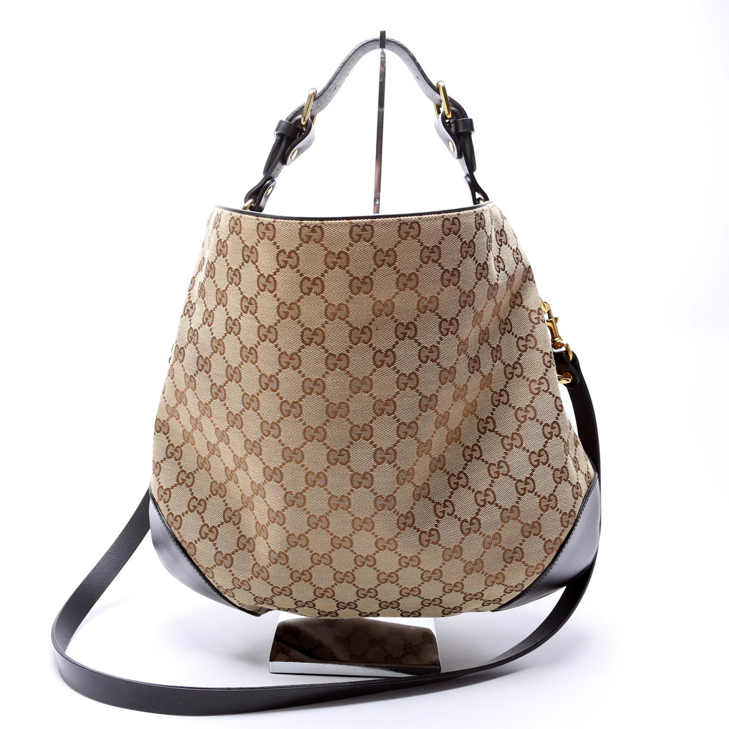 296870 GG Canvas Studded Patti Hobo Brown