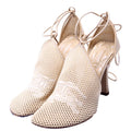 D'Orsay Mesh Tie Pumps Size 36 Beige