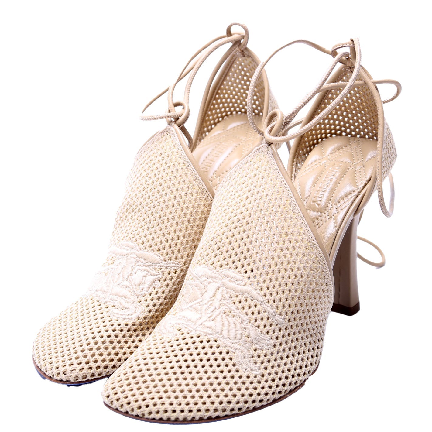 D'Orsay Mesh Tie Pumps Size 36 Beige