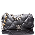 Quilted Goatskin 19 Large Flap RFID Black