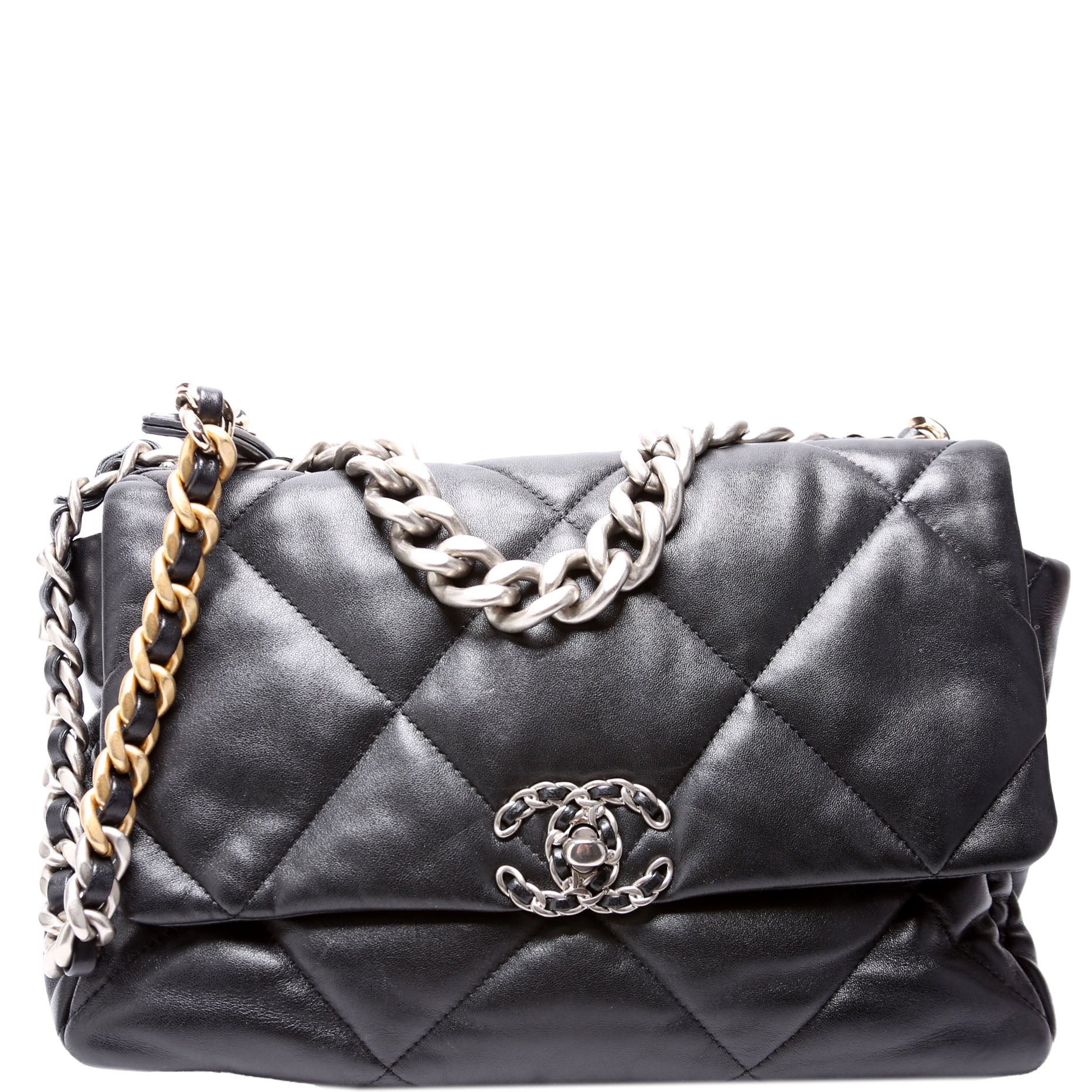Quilted Goatskin 19 Large Flap RFID Black